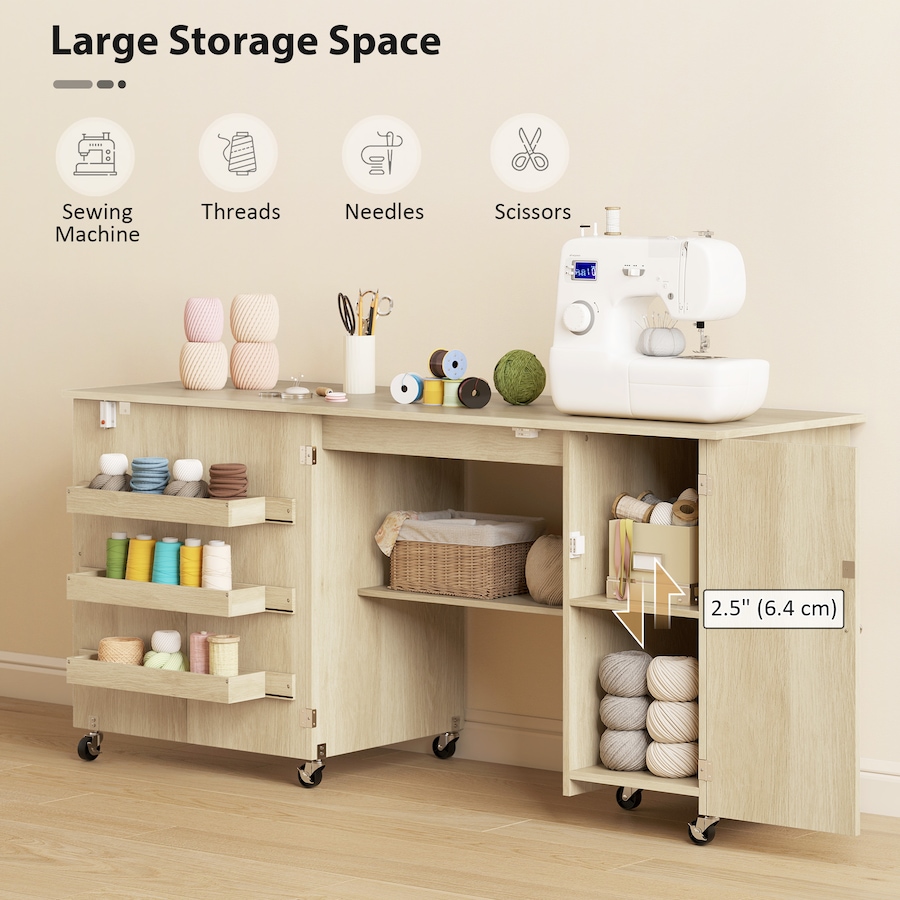Image 931089_ALTMORE12.jpg, Product 931-089 / Price $171.99 - $199.99, HOMCOM Folding Sewing Table with Drop Leaf, Rolling Craft Table from HOMCOM on TSC.ca's Home & Garden department