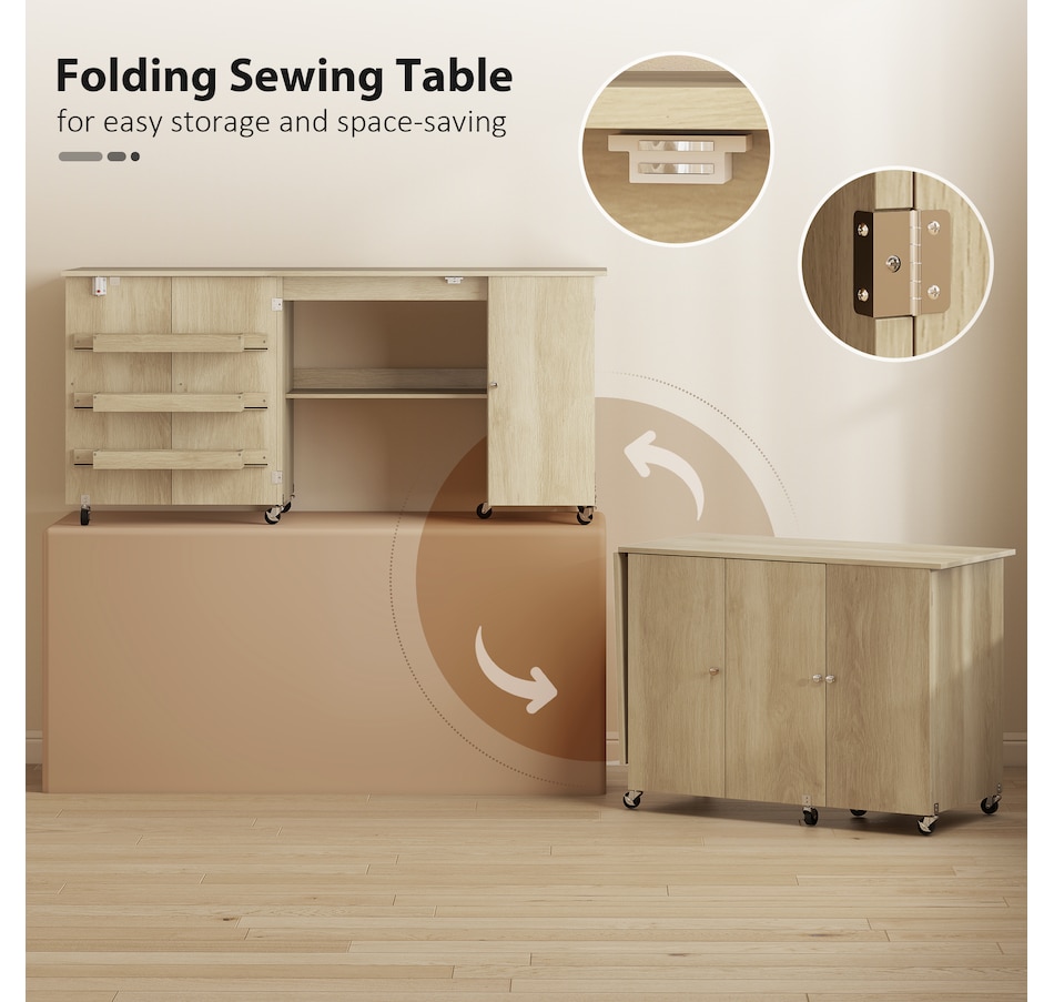 Image 931089_ALTMORE13.jpg, Product 931-089 / Price $179.99 - $219.99, HOMCOM Folding Sewing Table with Drop Leaf, Rolling Craft Table from HOMCOM on TSC.ca's Home & Garden department