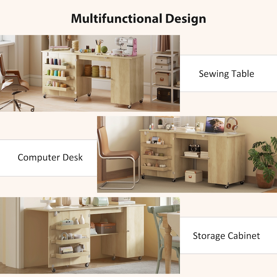 Image 931089_ALTMORE14.jpg, Product 931-089 / Price $171.99 - $199.99, HOMCOM Folding Sewing Table with Drop Leaf, Rolling Craft Table from HOMCOM on TSC.ca's Home & Garden department