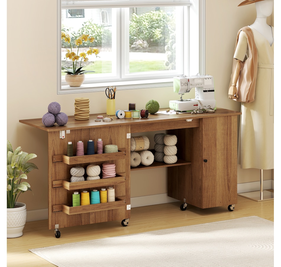 Image 931089_ALTMORE18.jpg, Product 931-089 / Price $179.99 - $219.99, HOMCOM Folding Sewing Table with Drop Leaf, Rolling Craft Table from HOMCOM on TSC.ca's Home & Garden department