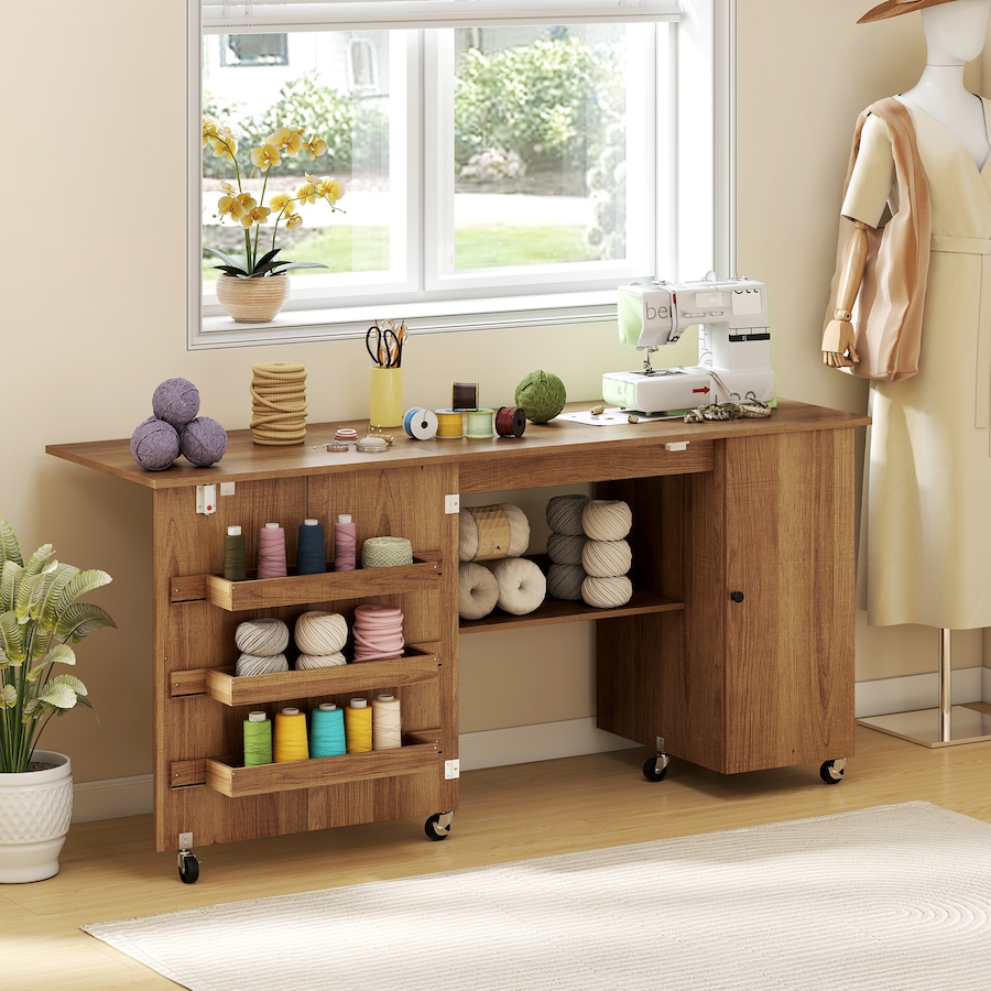 Image 931089_ALTMORE18.jpg, Product 931-089 / Price $171.99 - $199.99, HOMCOM Folding Sewing Table with Drop Leaf, Rolling Craft Table from HOMCOM on TSC.ca's Home & Garden department