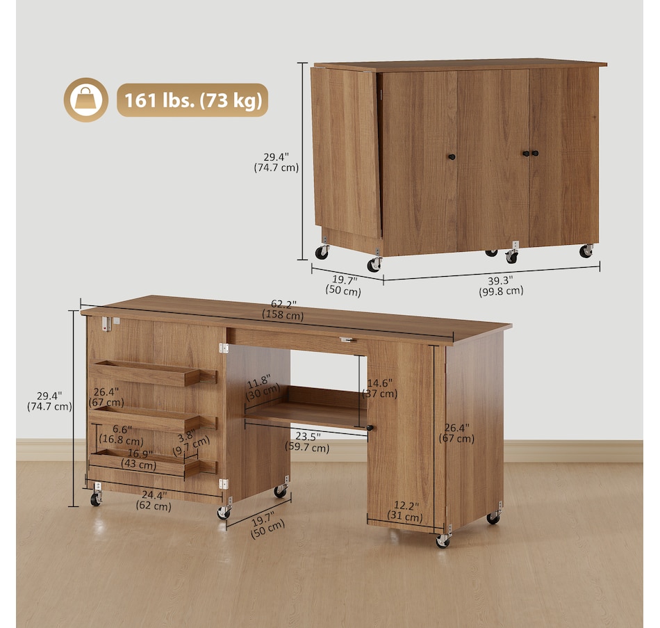 Image 931089_ALTMORE19.jpg, Product 931-089 / Price $179.99 - $219.99, HOMCOM Folding Sewing Table with Drop Leaf, Rolling Craft Table from HOMCOM on TSC.ca's Home & Garden department