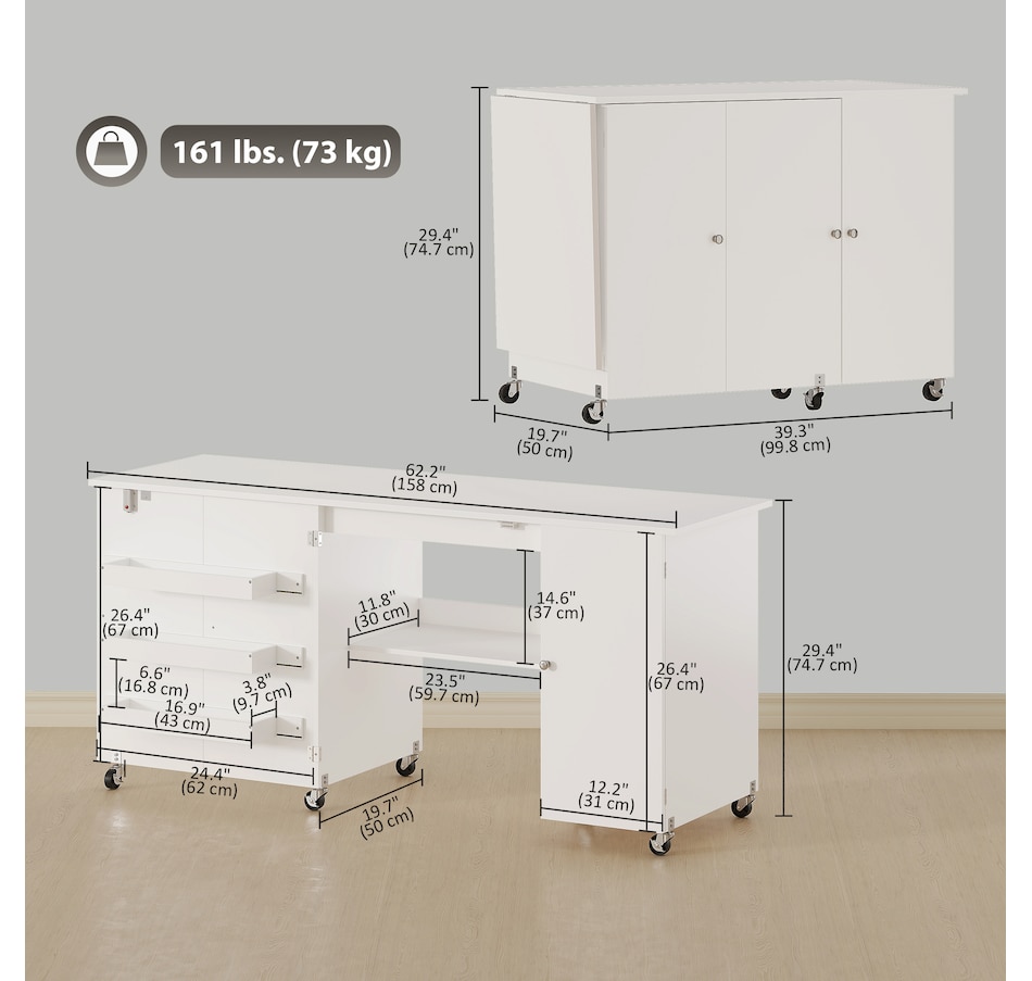 Image 931089_ALTMORE2.jpg, Product 931-089 / Price $179.99 - $219.99, HOMCOM Folding Sewing Table with Drop Leaf, Rolling Craft Table from HOMCOM on TSC.ca's Home & Garden department
