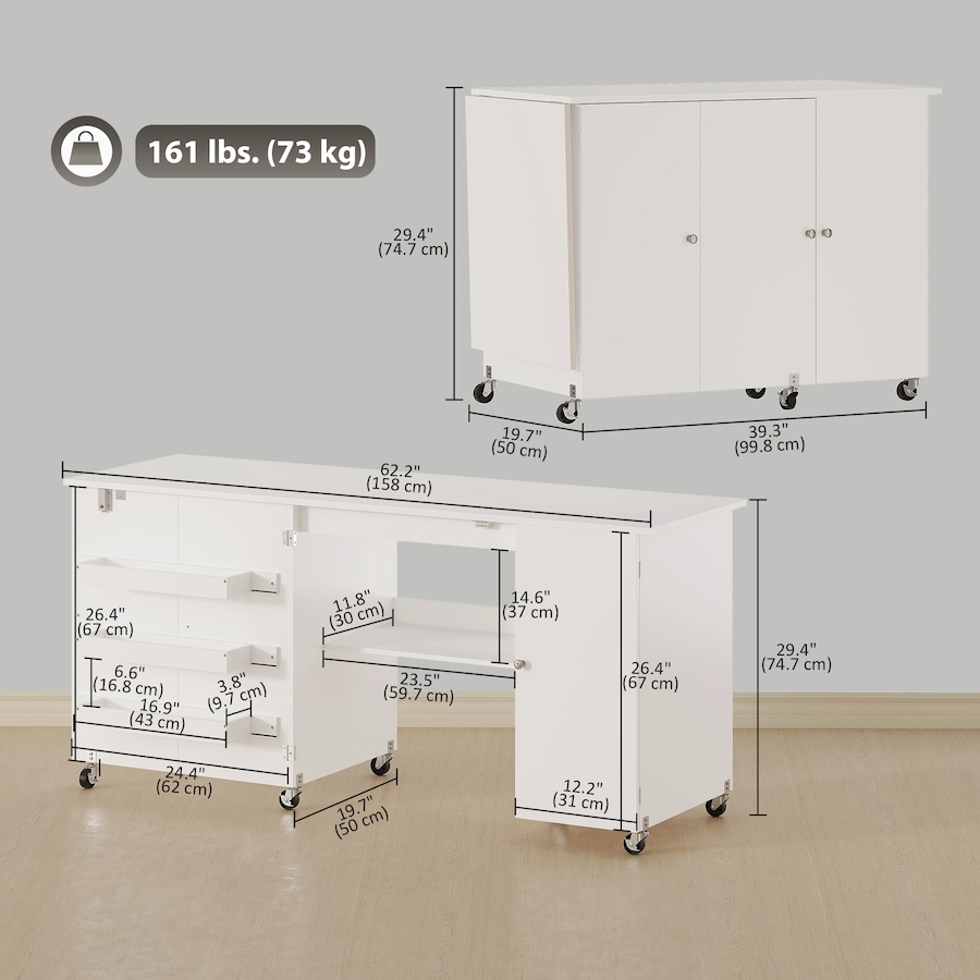Image 931089_ALTMORE2.jpg, Product 931-089 / Price $171.99 - $199.99, HOMCOM Folding Sewing Table with Drop Leaf, Rolling Craft Table from HOMCOM on TSC.ca's Home & Garden department