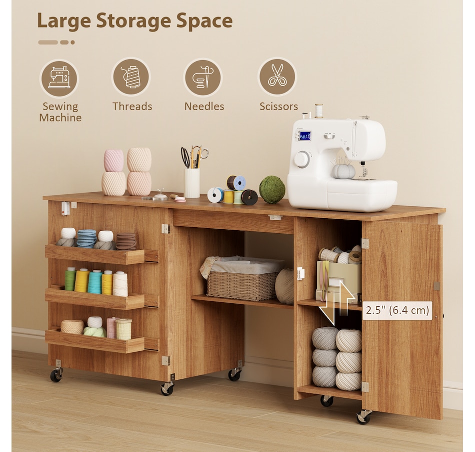 Image 931089_ALTMORE20.jpg, Product 931-089 / Price $179.99 - $219.99, HOMCOM Folding Sewing Table with Drop Leaf, Rolling Craft Table from HOMCOM on TSC.ca's Home & Garden department