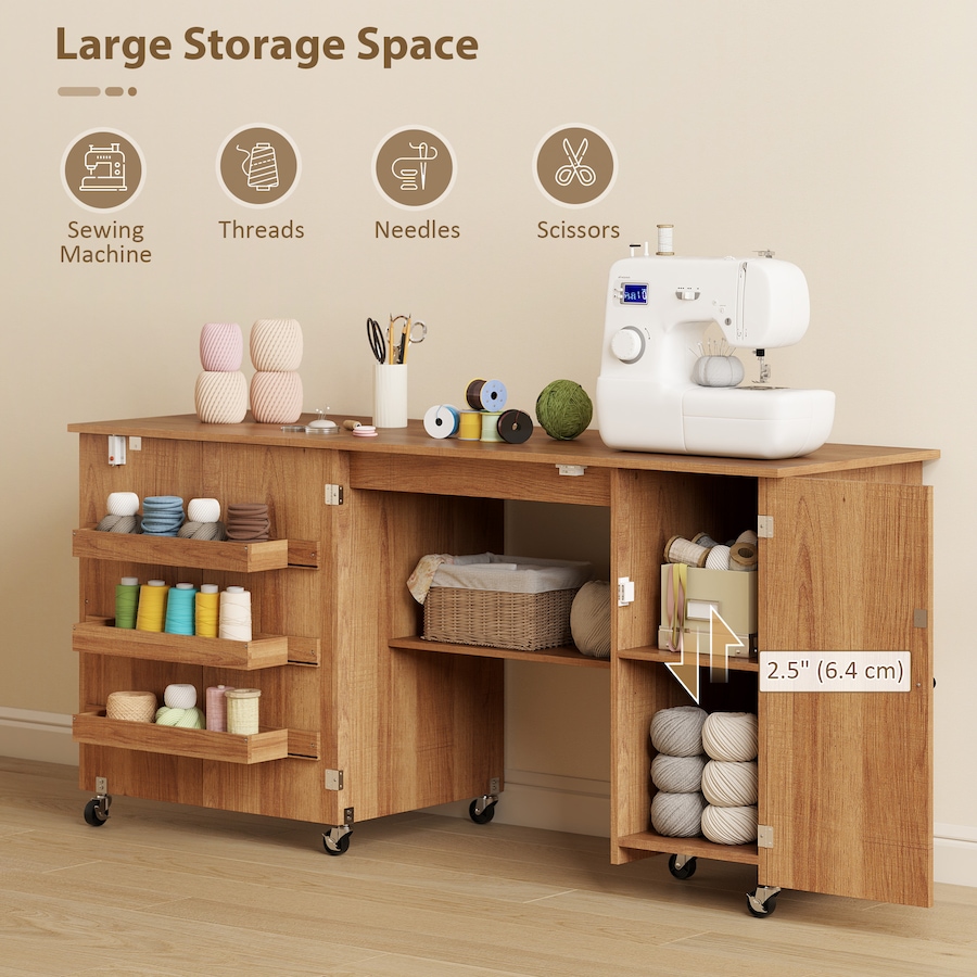 Image 931089_ALTMORE20.jpg, Product 931-089 / Price $171.99 - $199.99, HOMCOM Folding Sewing Table with Drop Leaf, Rolling Craft Table from HOMCOM on TSC.ca's Home & Garden department