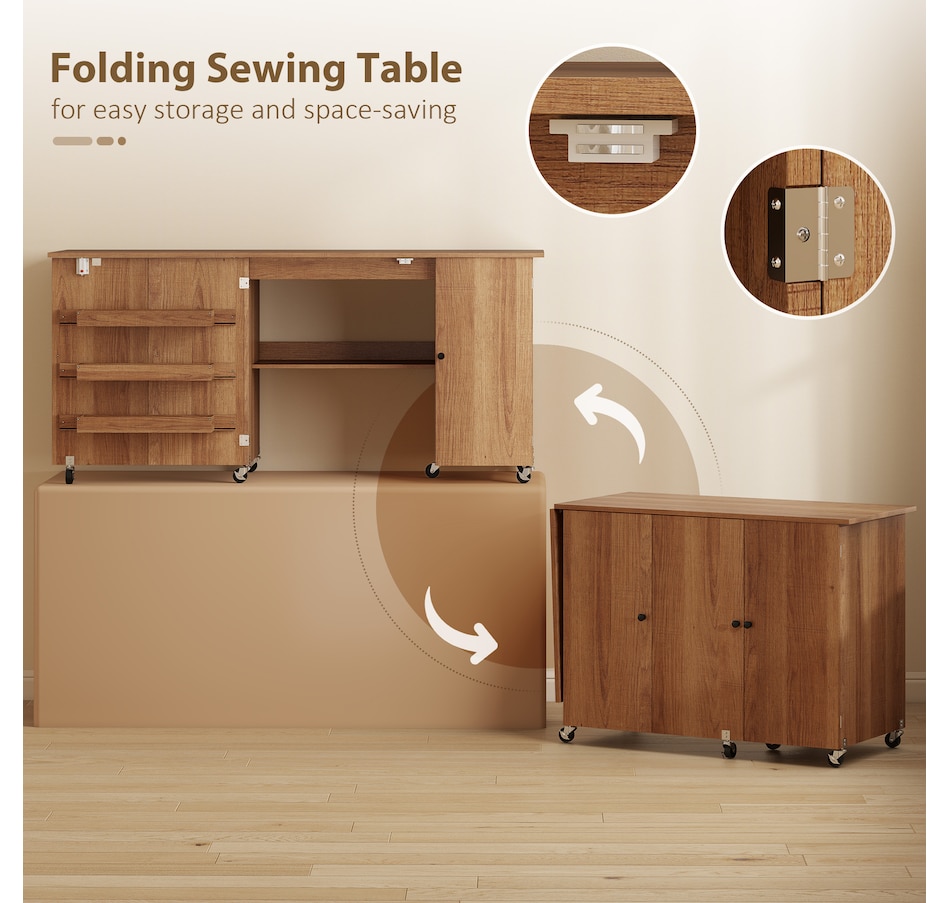 Image 931089_ALTMORE21.jpg, Product 931-089 / Price $179.99 - $219.99, HOMCOM Folding Sewing Table with Drop Leaf, Rolling Craft Table from HOMCOM on TSC.ca's Home & Garden department