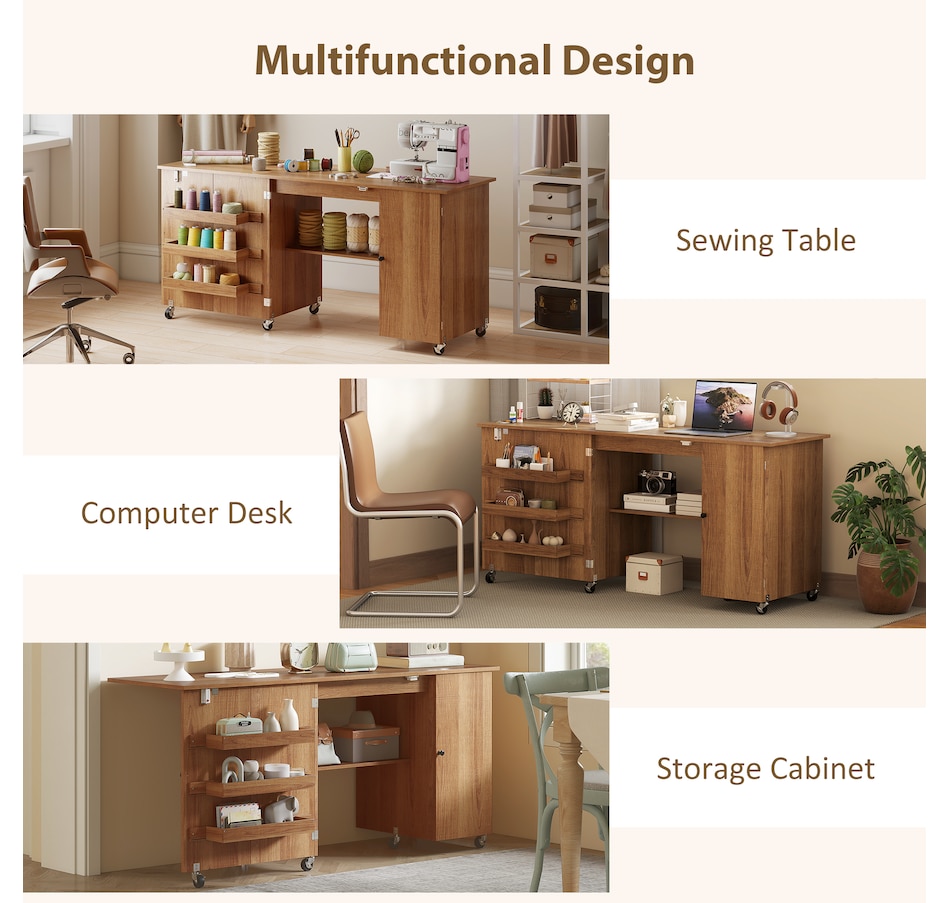 Image 931089_ALTMORE22.jpg, Product 931-089 / Price $179.99 - $219.99, HOMCOM Folding Sewing Table with Drop Leaf, Rolling Craft Table from HOMCOM on TSC.ca's Home & Garden department