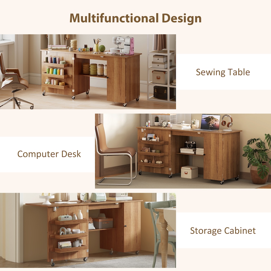 Image 931089_ALTMORE22.jpg, Product 931-089 / Price $171.99 - $199.99, HOMCOM Folding Sewing Table with Drop Leaf, Rolling Craft Table from HOMCOM on TSC.ca's Home & Garden department