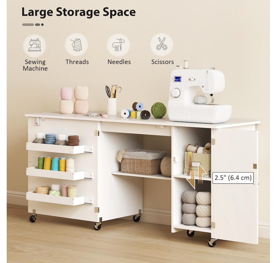 Image 931089_ALTMORE3.jpg, Product 931-089 / Price $179.99 - $219.99, HOMCOM Folding Sewing Table with Drop Leaf, Rolling Craft Table from HOMCOM on TSC.ca's Home & Garden department