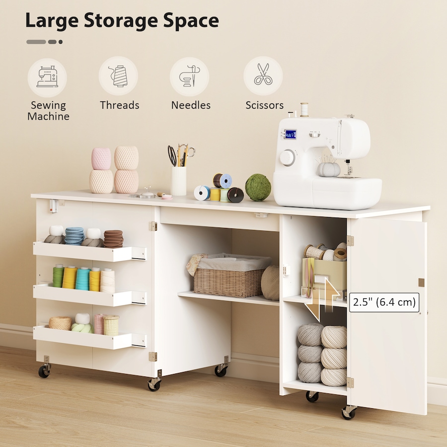 Image 931089_ALTMORE3.jpg, Product 931-089 / Price $171.99 - $199.99, HOMCOM Folding Sewing Table with Drop Leaf, Rolling Craft Table from HOMCOM on TSC.ca's Home & Garden department