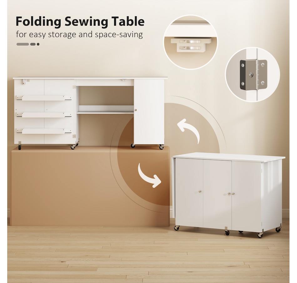Image 931089_ALTMORE4.jpg, Product 931-089 / Price $179.99 - $219.99, HOMCOM Folding Sewing Table with Drop Leaf, Rolling Craft Table from HOMCOM on TSC.ca's Home & Garden department