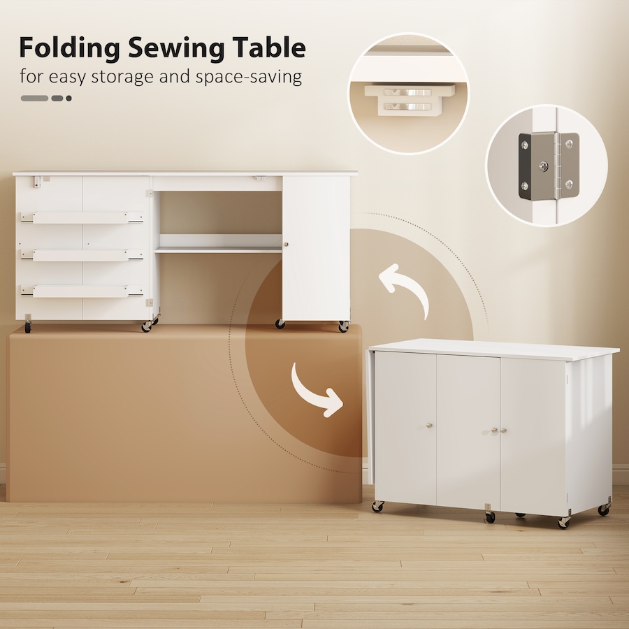 Image 931089_ALTMORE4.jpg, Product 931-089 / Price $171.99 - $199.99, HOMCOM Folding Sewing Table with Drop Leaf, Rolling Craft Table from HOMCOM on TSC.ca's Home & Garden department