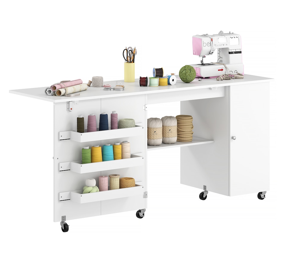 Image 931089_ST01.jpg, Product 931-089 / Price $179.99 - $219.99, HOMCOM Folding Sewing Table with Drop Leaf, Rolling Craft Table from HOMCOM on TSC.ca's Home & Garden department