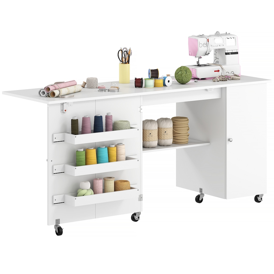 Image 931089_ST01.jpg, Product 931-089 / Price $171.99 - $199.99, HOMCOM Folding Sewing Table with Drop Leaf, Rolling Craft Table from HOMCOM on TSC.ca's Home & Garden department