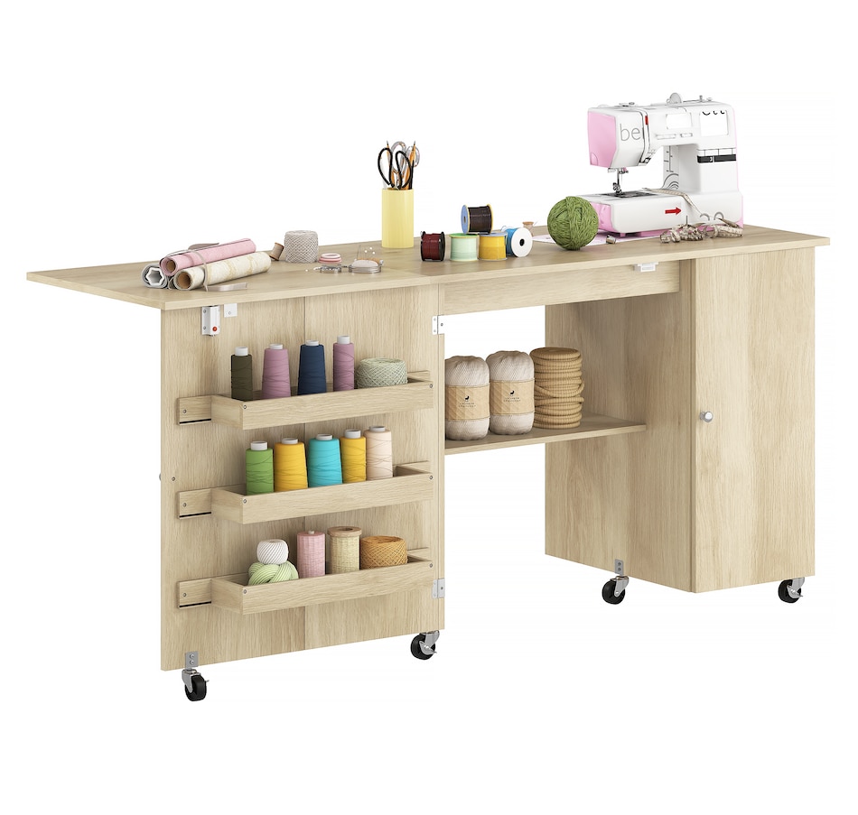 Image 931089_ST02.jpg, Product 931-089 / Price $179.99 - $219.99, HOMCOM Folding Sewing Table with Drop Leaf, Rolling Craft Table from HOMCOM on TSC.ca's Home & Garden department