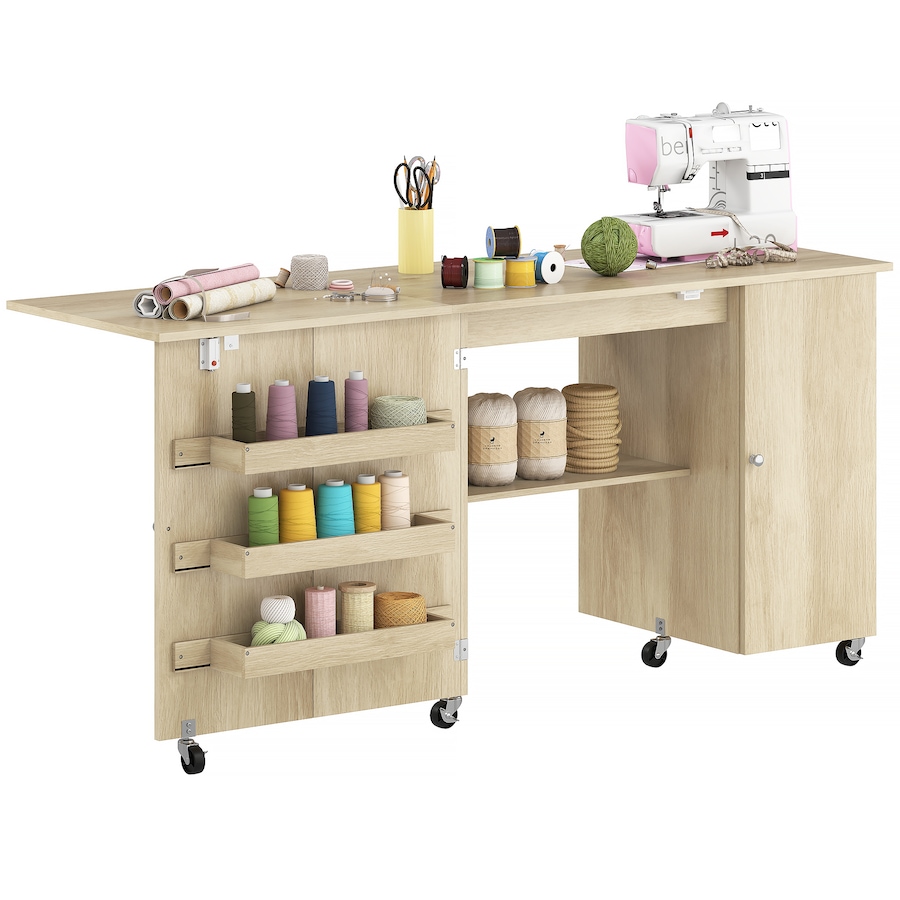 Image 931089_ST02.jpg, Product 931-089 / Price $171.99 - $199.99, HOMCOM Folding Sewing Table with Drop Leaf, Rolling Craft Table from HOMCOM on TSC.ca's Home & Garden department