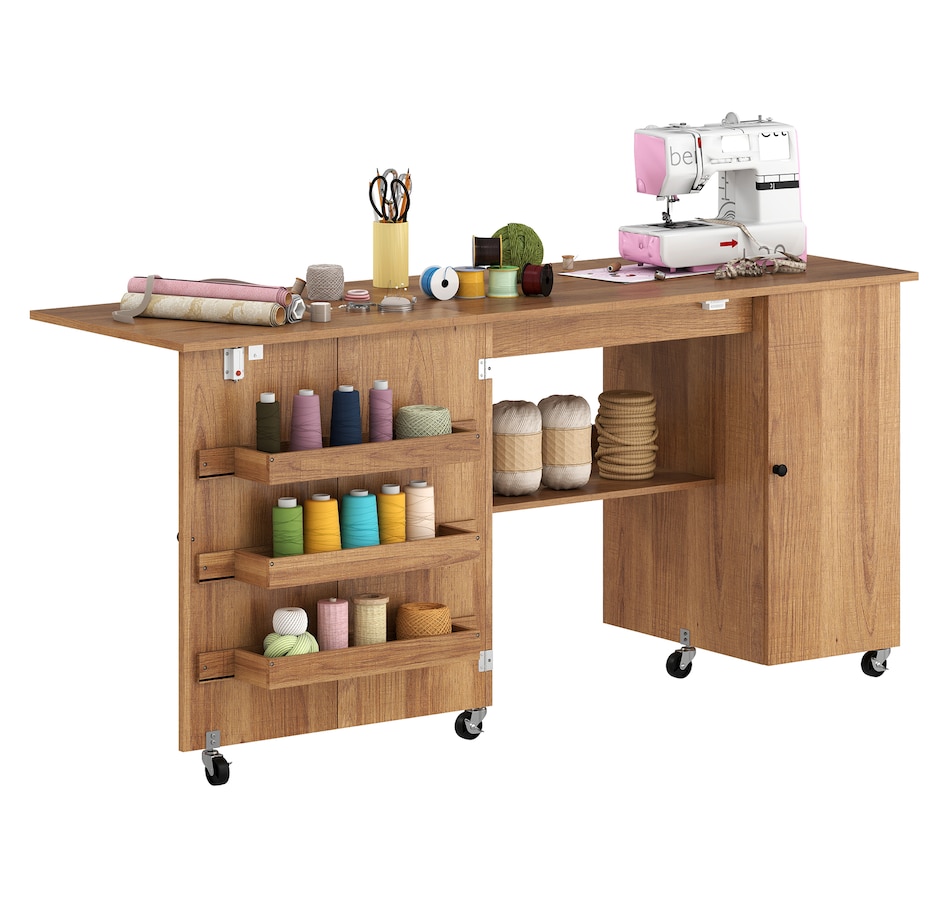 Image 931089_ST03.jpg, Product 931-089 / Price $179.99 - $219.99, HOMCOM Folding Sewing Table with Drop Leaf, Rolling Craft Table from HOMCOM on TSC.ca's Home & Garden department