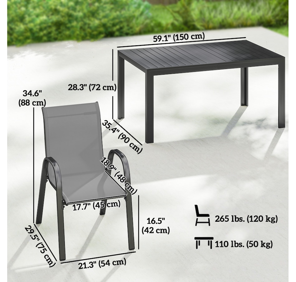 Image 931113_ALTMORE2.jpg, Product 931-113 / Price $519.99, Outsunny Outdoor Dining Set for 6 with Stackable Chairs, Light Grey from Outsunny on TSC.ca's Home & Garden department