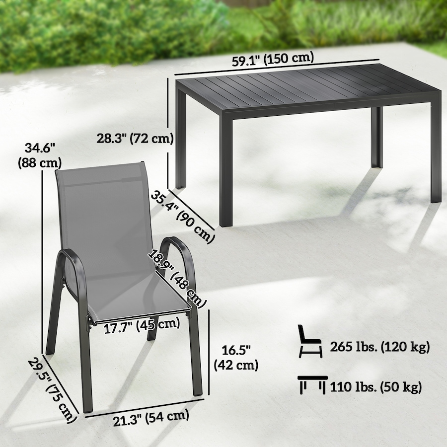 Image 931113_ALTMORE2.jpg, Product 931-113 / Price $519.99, Outsunny Outdoor Dining Set for 6 with Stackable Chairs, Light Grey from Outsunny on TSC.ca's Home & Garden department