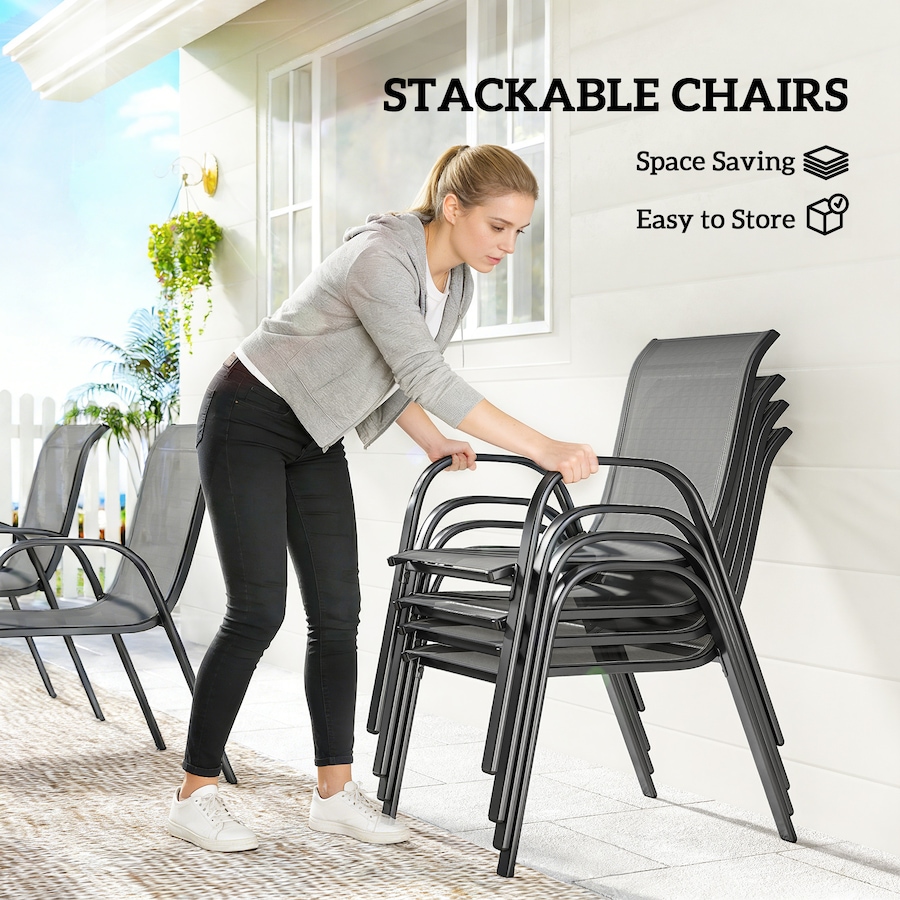 Image 931113_ALTMORE3.jpg, Product 931-113 / Price $519.99, Outsunny Outdoor Dining Set for 6 with Stackable Chairs, Light Grey from Outsunny on TSC.ca's Home & Garden department