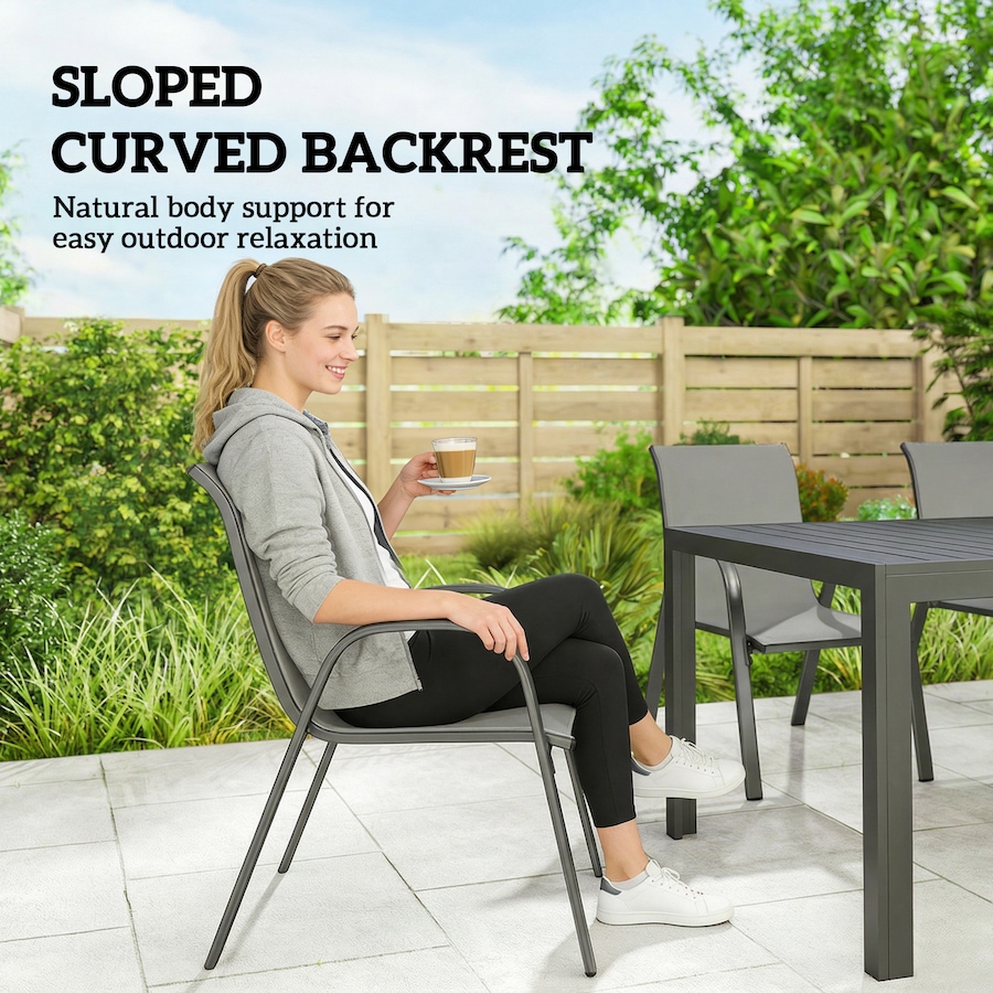 Image 931113_ALTMORE5.jpg, Product 931-113 / Price $519.99, Outsunny Outdoor Dining Set for 6 with Stackable Chairs, Light Grey from Outsunny on TSC.ca's Home & Garden department