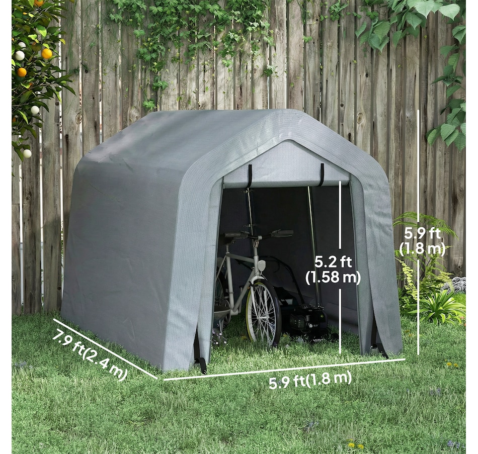 Image 931146_ALTMORE2.jpg, Product 931-146 / Price $159.99, Outsunny 8'x6' Outdoor Storage Shelter with Roll Up and Zipper Door from Outsunny on TSC.ca's Home & Garden department