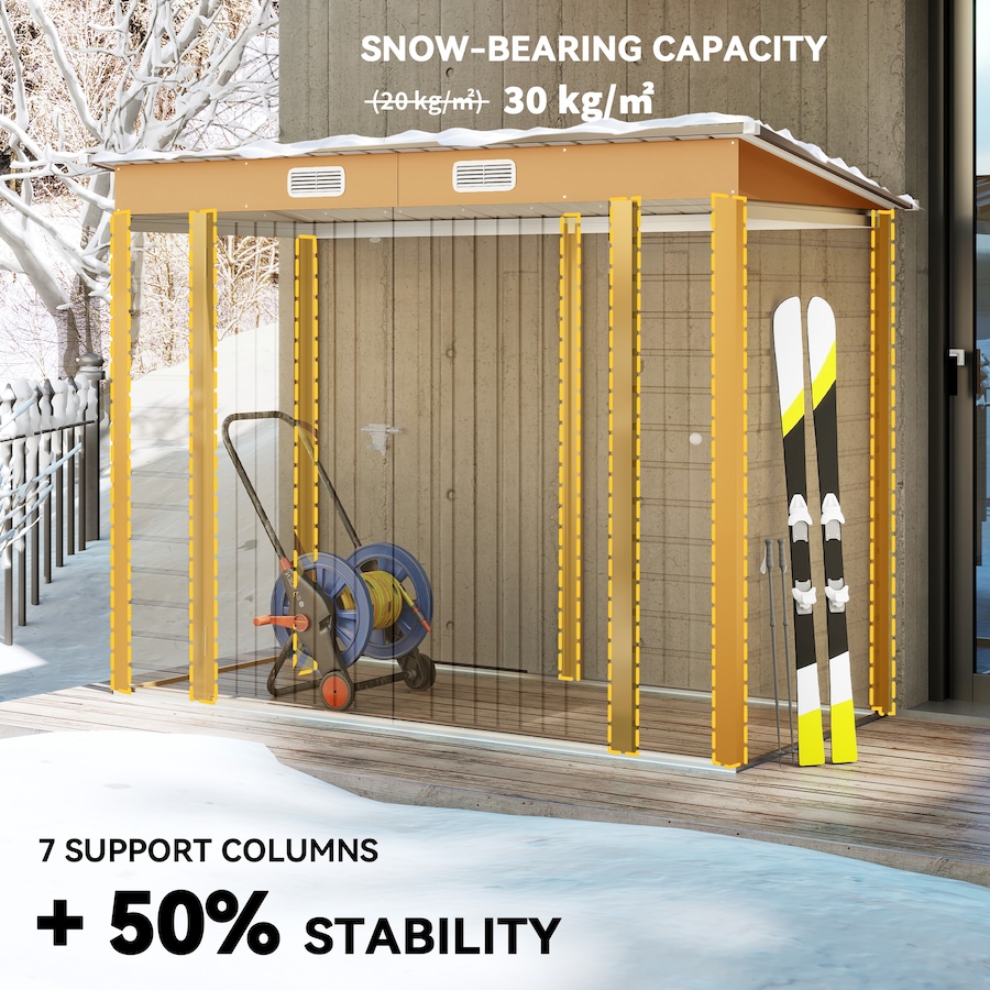 Image 931149_ALTMORE4.jpg, Product 931-149 / Price $289.99, Outsunny 8 x 4FT Metal Garden Storage Shed with 2 Vents, Yellow from Outsunny on TSC.ca's Home & Garden department