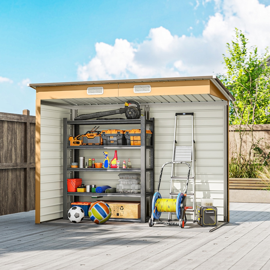 Image 931149_ALTMORE7.jpg, Product 931-149 / Price $289.99, Outsunny 8 x 4FT Metal Garden Storage Shed with 2 Vents, Yellow from Outsunny on TSC.ca's Home & Garden department