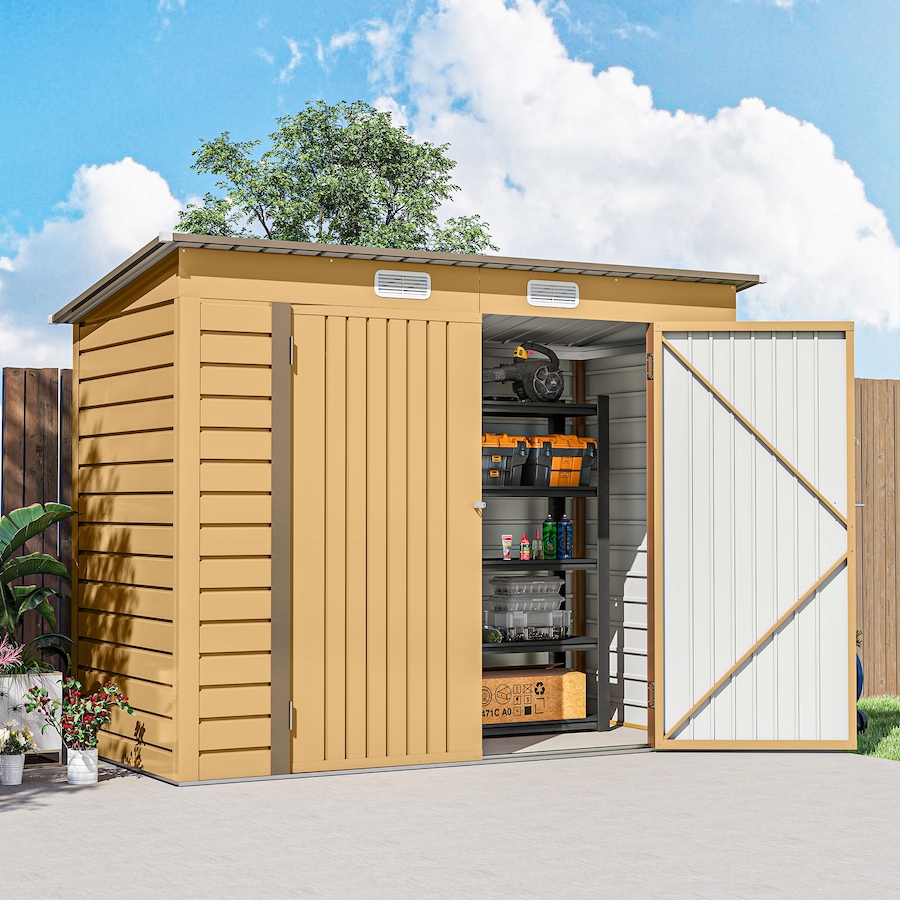 Image 931149_ALTMORE8.jpg, Product 931-149 / Price $289.99, Outsunny 8 x 4FT Metal Garden Storage Shed with 2 Vents, Yellow from Outsunny on TSC.ca's Home & Garden department