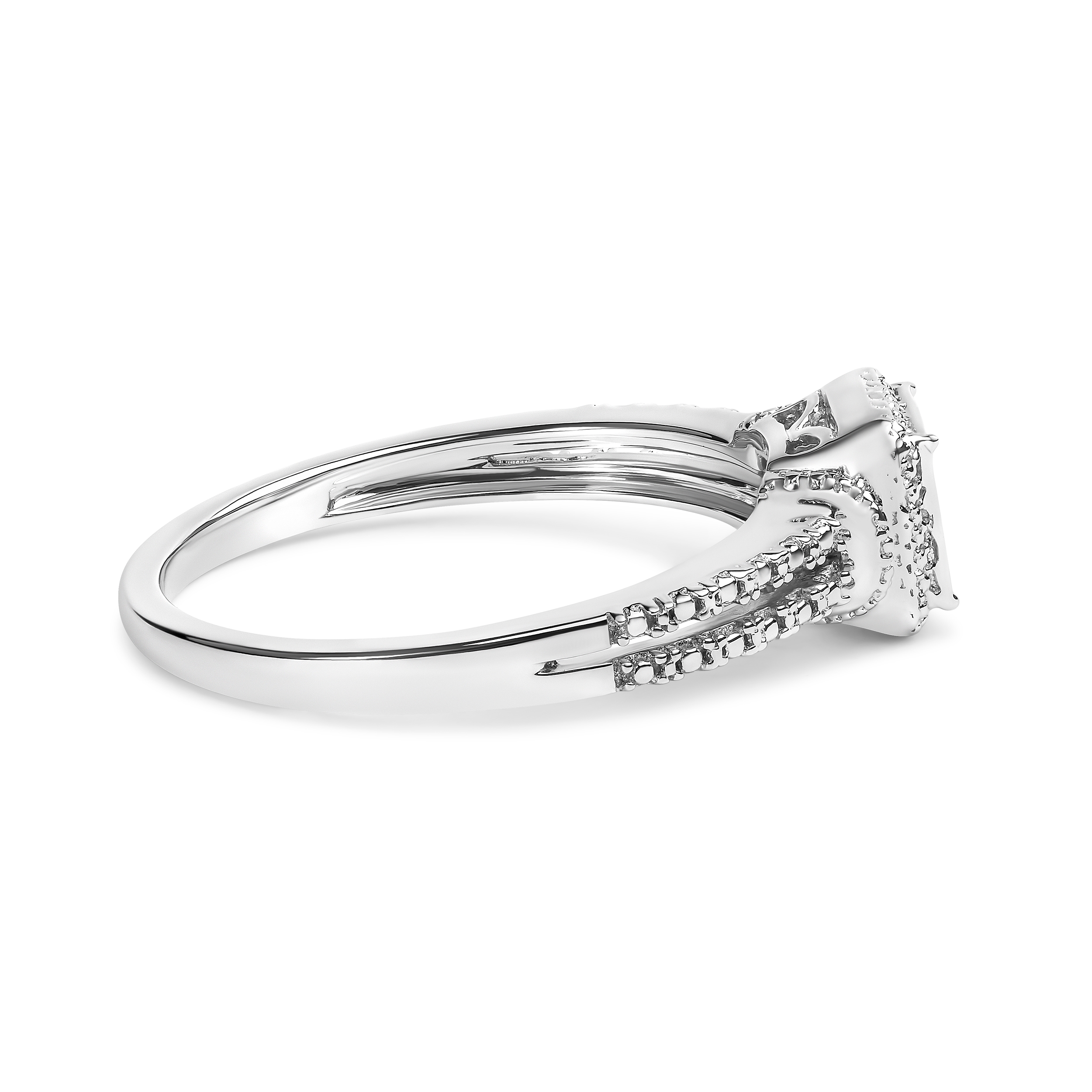 925 Sterling Silver 1/4 Cttw Princess-cut Diamond Composite Ring