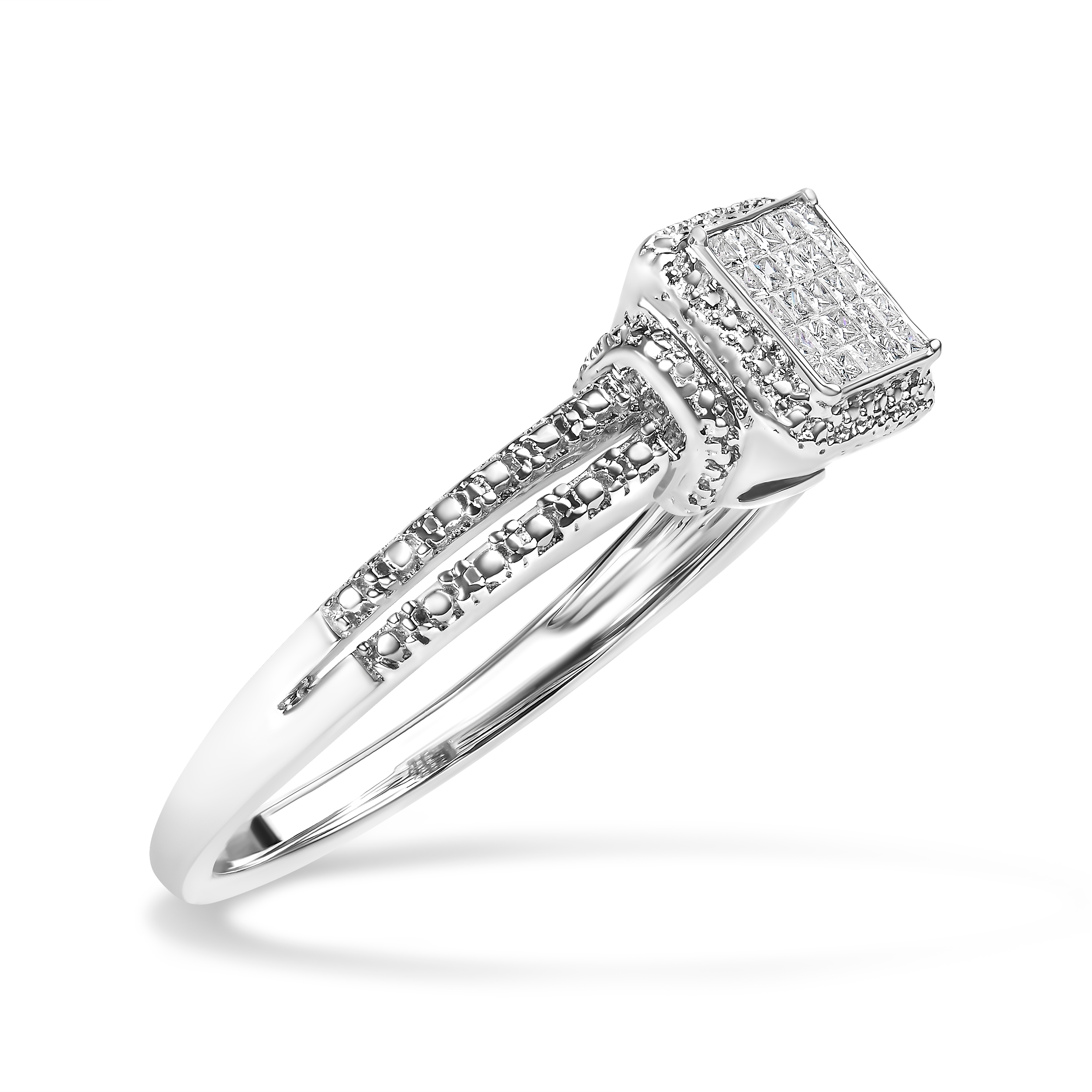 925 Sterling Silver 1/4 Cttw Princess-cut Diamond Composite Ring