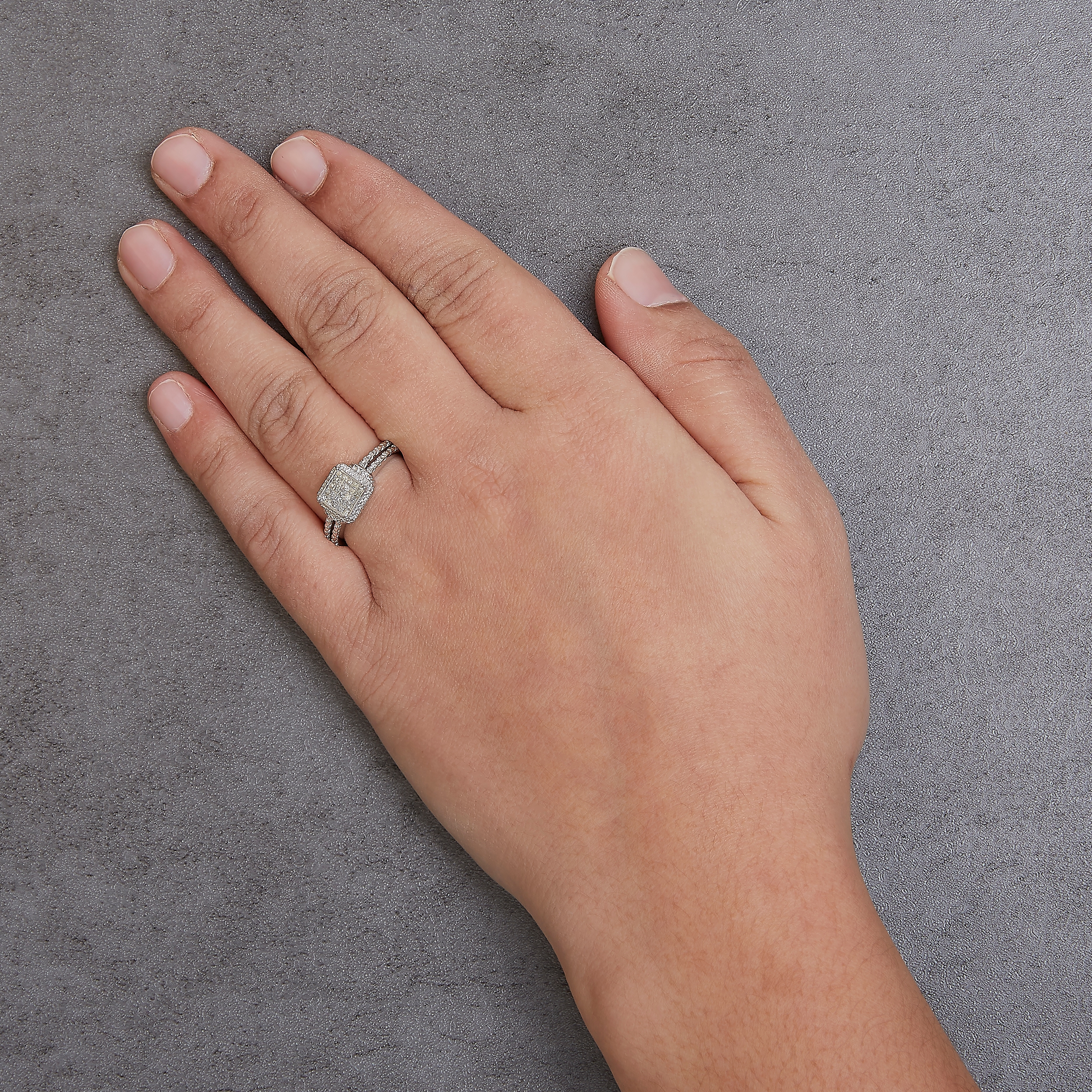 925 Sterling Silver 1/4 Cttw Princess-cut Diamond Composite Ring