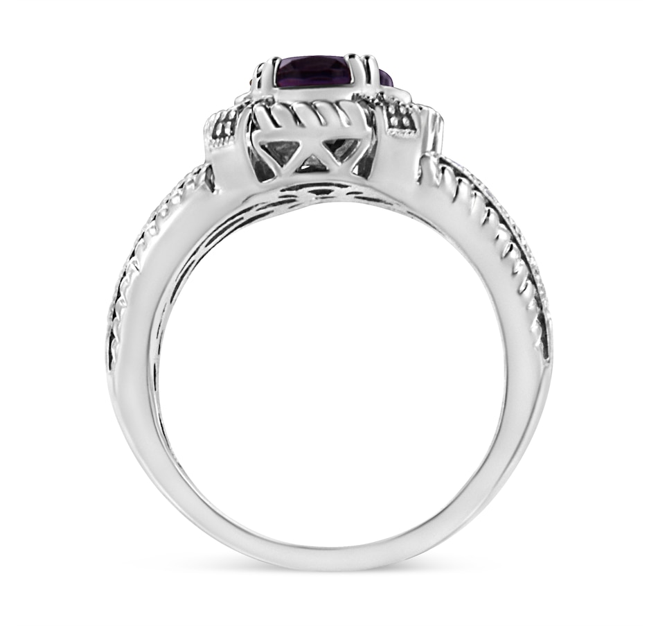 Image 931191_ALTMORE2.jpg, Product 931-191 / Price $658.00, .925 Sterling Silver Prong Set Natural Oval Shape 9X7 MM Purple Amethyst Solitaire and Diamond Accent Ring (I-J Color, I1-I2 Clarity) from Haus of Brilliance on TSC.ca's Jewellery department