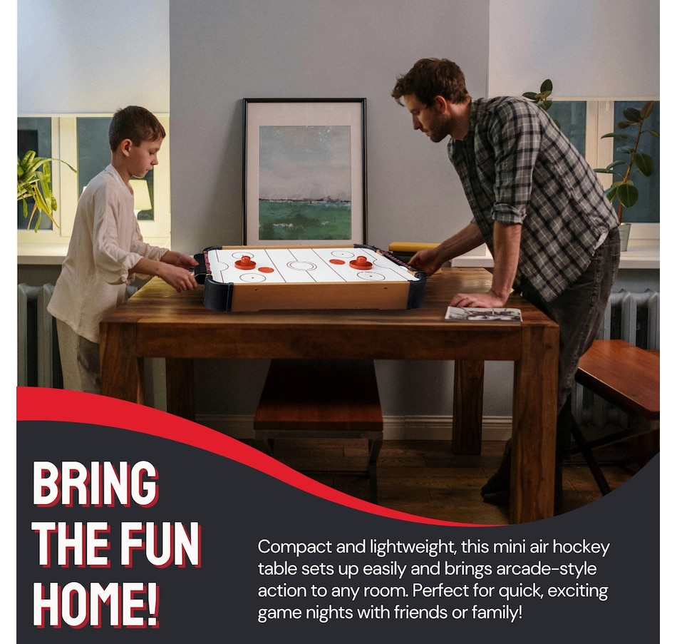 Image 931298_ALTMORE1.jpg, Product 931-298 / Price $41.99, Tabletop Air Hockey Game Set – Easy to Assemble Portable Air Hockey Table with Sturdy Motor, Robust Fan System, 2 Strikers and 2 Pucks, Space-Saving Design for Fun Anywhere from Tradeopia on TSC.ca's Toys & Hobbies department