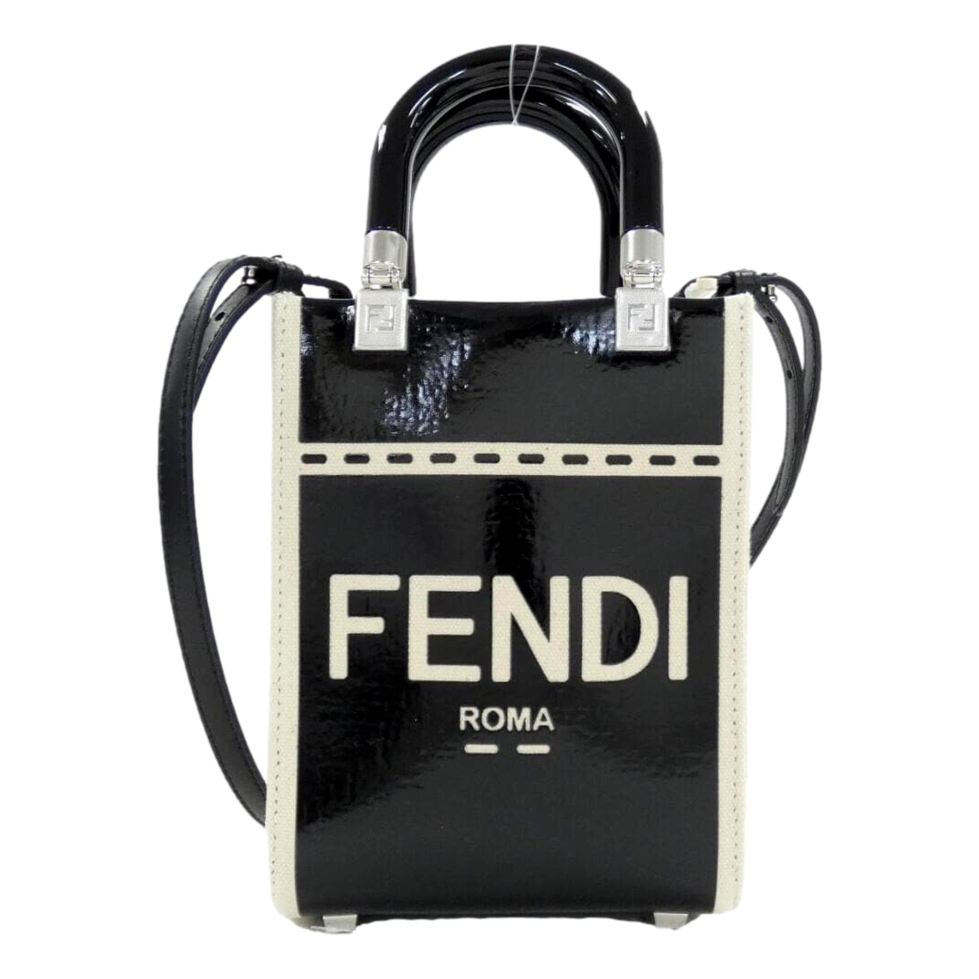 FENDI FF Mini Bag Shopper Tote Crossbody Bag Leather and