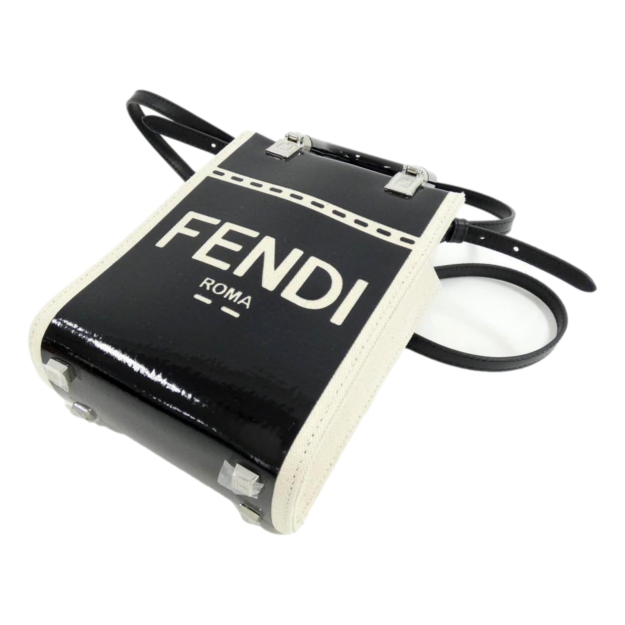 FENDI FF Mini Bag Shopper Tote Crossbody Bag Leather and