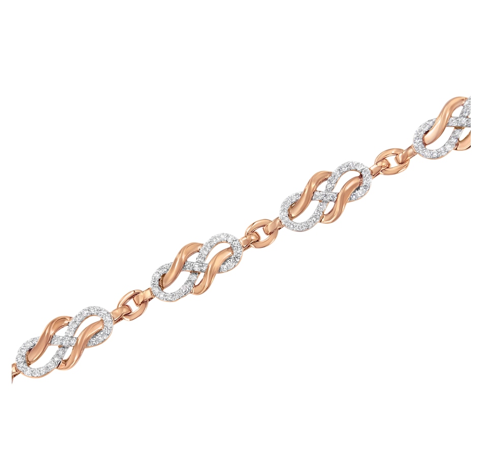 Image 931353_ALTMORE2.jpg, Product 931-353 / Price $6,362.00, 10K Rose Gold 1.0 Cttw Diamond Infinity Loop and Swirl Link Bracelet (I-J Color, I2-I3 Clarity) - 7.25" Inches from Haus of Brilliance on TSC.ca's Jewellery department