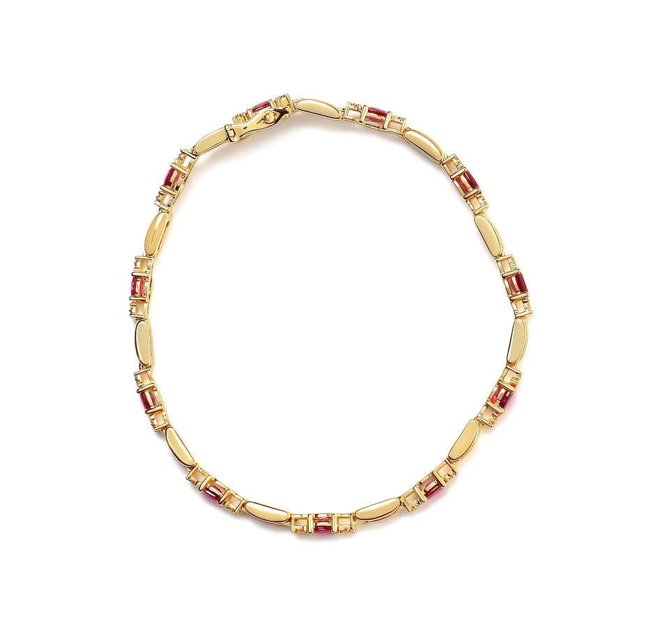 Image 931361_ALTMORE2.jpg, Product 931-361 / Price $11,526.00, 10K Yellow Gold Oval Ruby and 1/10 Cttw Diamond Bar Prong Set Bracelet (H-I Color, SI1-SI2 Clarity) from Haus of Brilliance on TSC.ca's Jewellery department