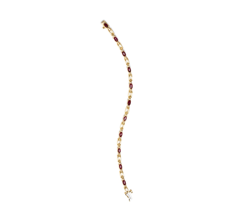 Image 931361_ALTMORE3.jpg, Product 931-361 / Price $11,526.00, 10K Yellow Gold Oval Ruby and 1/10 Cttw Diamond Bar Prong Set Bracelet (H-I Color, SI1-SI2 Clarity) from Haus of Brilliance on TSC.ca's Jewellery department