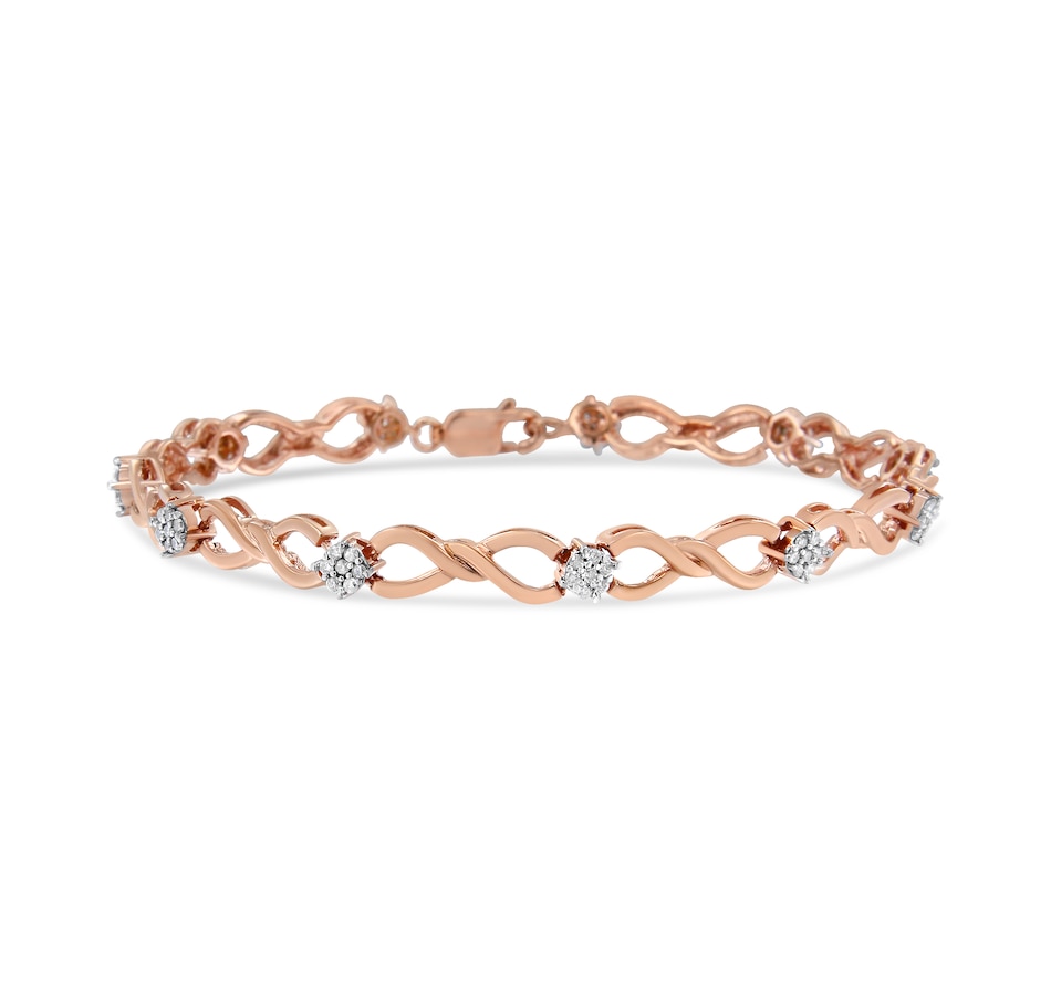 Image 931362.jpg, Product 931-362 / Price $3,063.00, 10K Rose Gold 1/2 cttw Diamond Cluster and Infinity Weave Link Bracelet (H-I Color, I2-I3 Clarity) from Haus of Brilliance on TSC.ca's Jewellery department