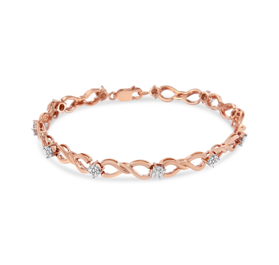 Image 931362_ALTMORE1.jpg, Product 931-362 / Price $3,063.00, 10K Rose Gold 1/2 cttw Diamond Cluster and Infinity Weave Link Bracelet (H-I Color, I2-I3 Clarity) from Haus of Brilliance on TSC.ca's Jewellery department