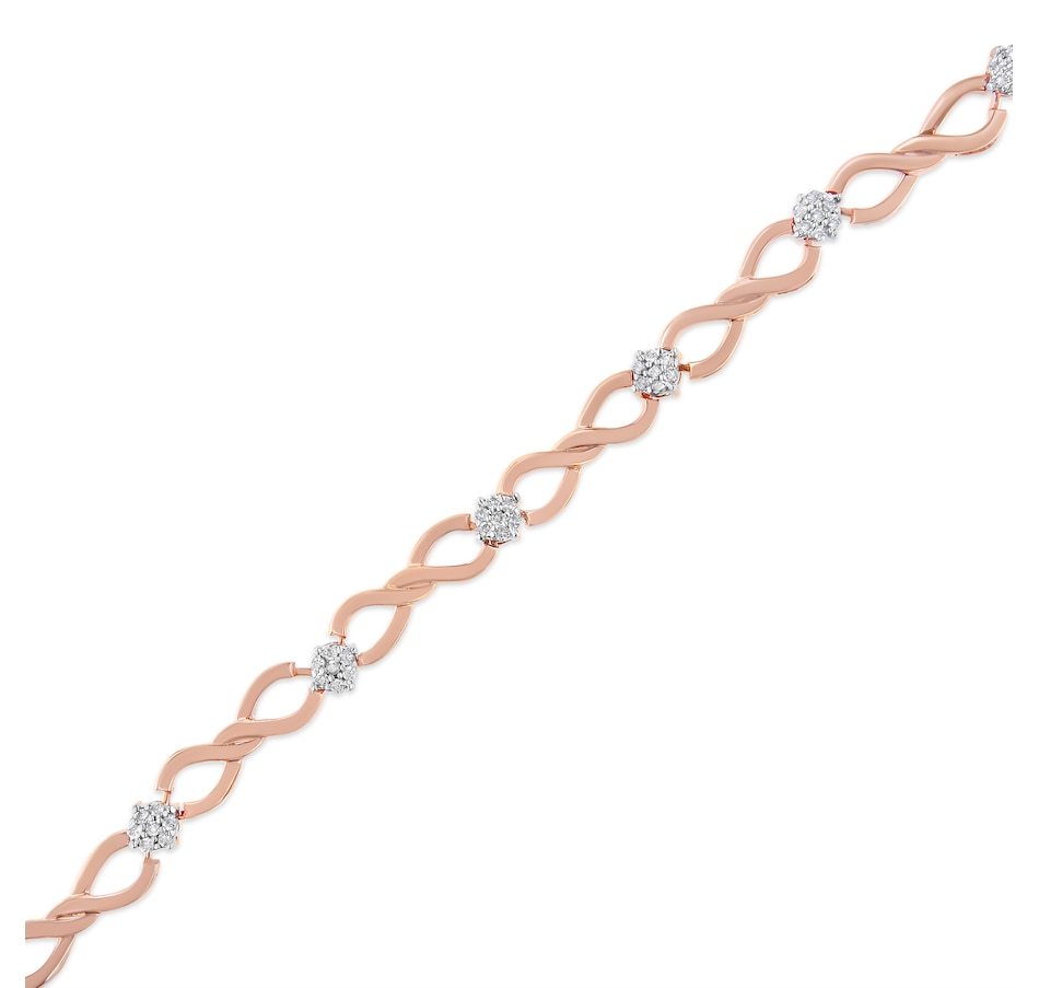 Image 931362_ALTMORE2.jpg, Product 931-362 / Price $3,063.00, 10K Rose Gold 1/2 cttw Diamond Cluster and Infinity Weave Link Bracelet (H-I Color, I2-I3 Clarity) from Haus of Brilliance on TSC.ca's Jewellery department
