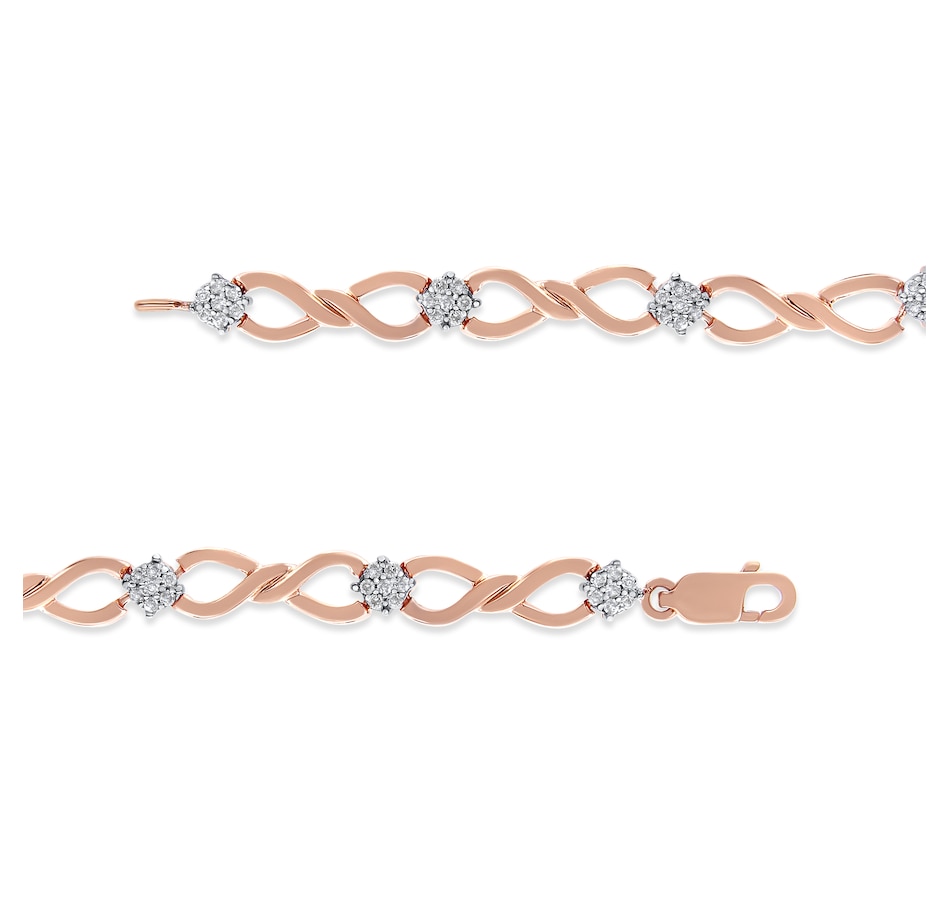 Image 931362_ALTMORE3.jpg, Product 931-362 / Price $3,063.00, 10K Rose Gold 1/2 cttw Diamond Cluster and Infinity Weave Link Bracelet (H-I Color, I2-I3 Clarity) from Haus of Brilliance on TSC.ca's Jewellery department