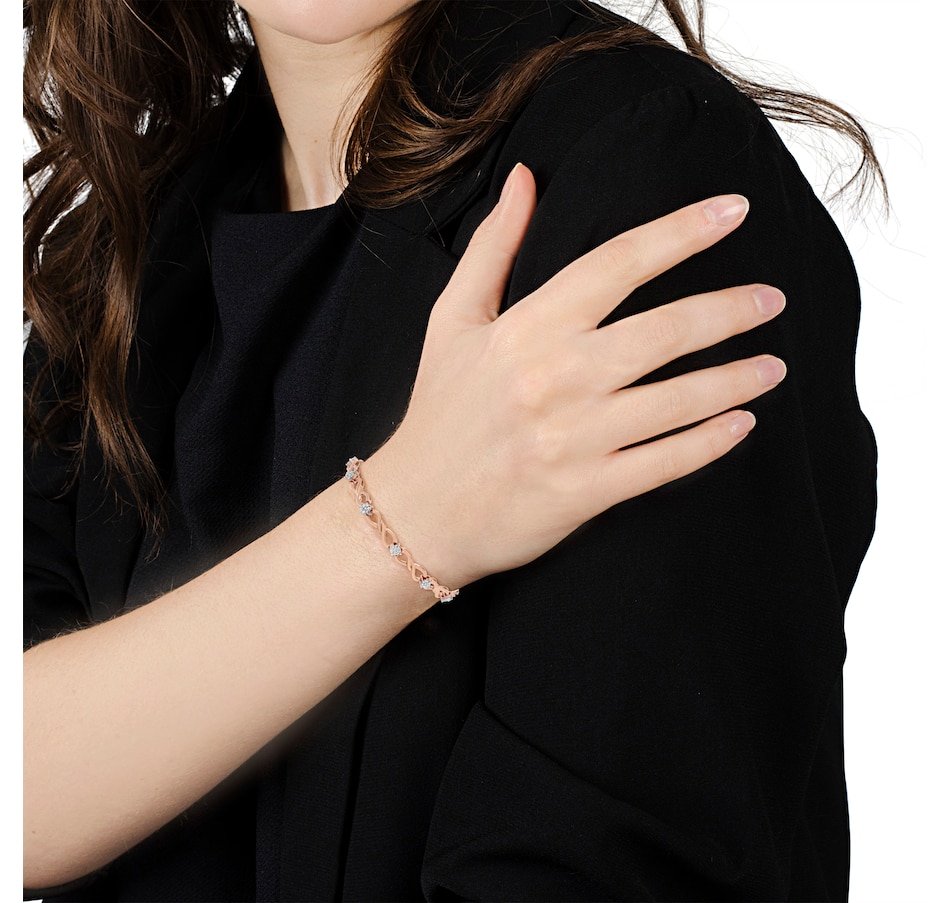 Image 931362_ALTMORE4.jpg, Product 931-362 / Price $3,063.00, 10K Rose Gold 1/2 cttw Diamond Cluster and Infinity Weave Link Bracelet (H-I Color, I2-I3 Clarity) from Haus of Brilliance on TSC.ca's Jewellery department