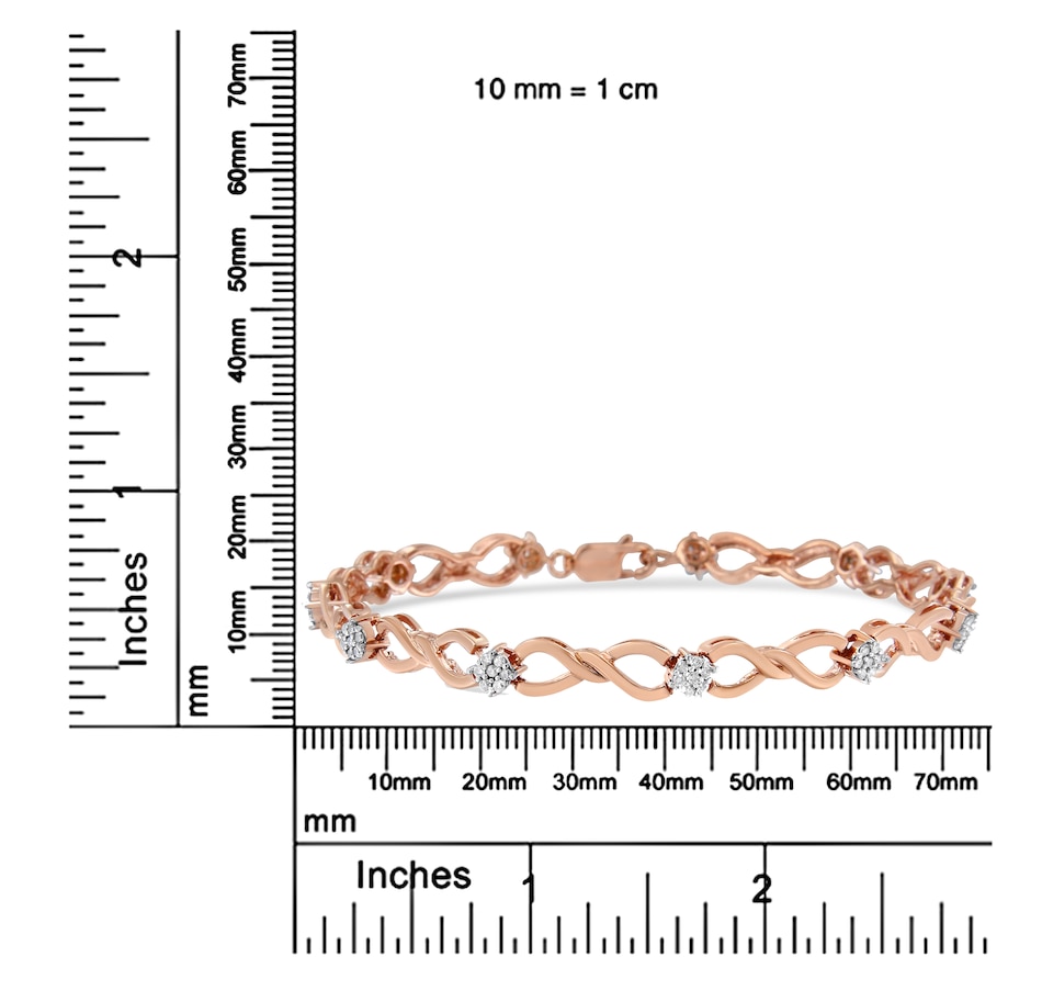 Image 931362_ALTMORE5.jpg, Product 931-362 / Price $3,063.00, 10K Rose Gold 1/2 cttw Diamond Cluster and Infinity Weave Link Bracelet (H-I Color, I2-I3 Clarity) from Haus of Brilliance on TSC.ca's Jewellery department