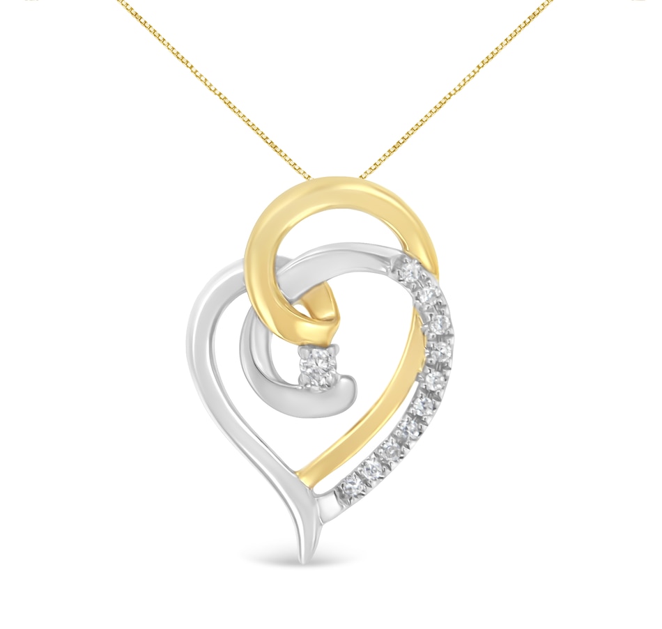 Image 931369.jpg, Product 931-369 / Price $1,296.00, 10K Yellow and White Gold Diamond Accent Open Double Heart Spiral Curl 18" Pendant Necklace (J-K Color, I2-I3 Clarity) from Haus of Brilliance on TSC.ca's Jewellery department