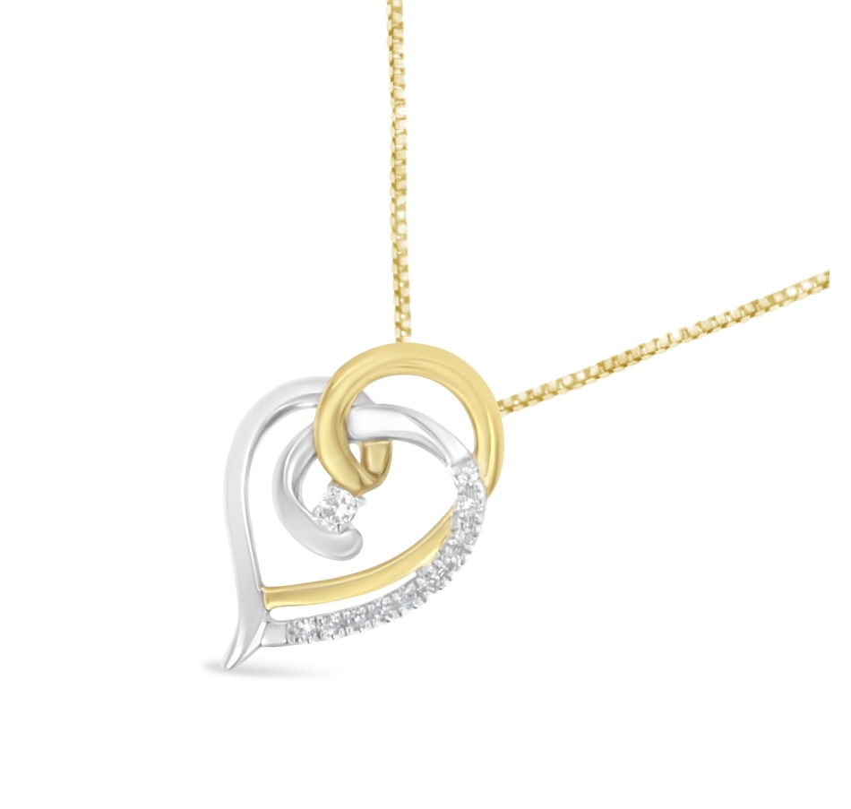 Image 931369_ALTMORE2.jpg, Product 931-369 / Price $1,296.00, 10K Yellow and White Gold Diamond Accent Open Double Heart Spiral Curl 18" Pendant Necklace (J-K Color, I2-I3 Clarity) from Haus of Brilliance on TSC.ca's Jewellery department