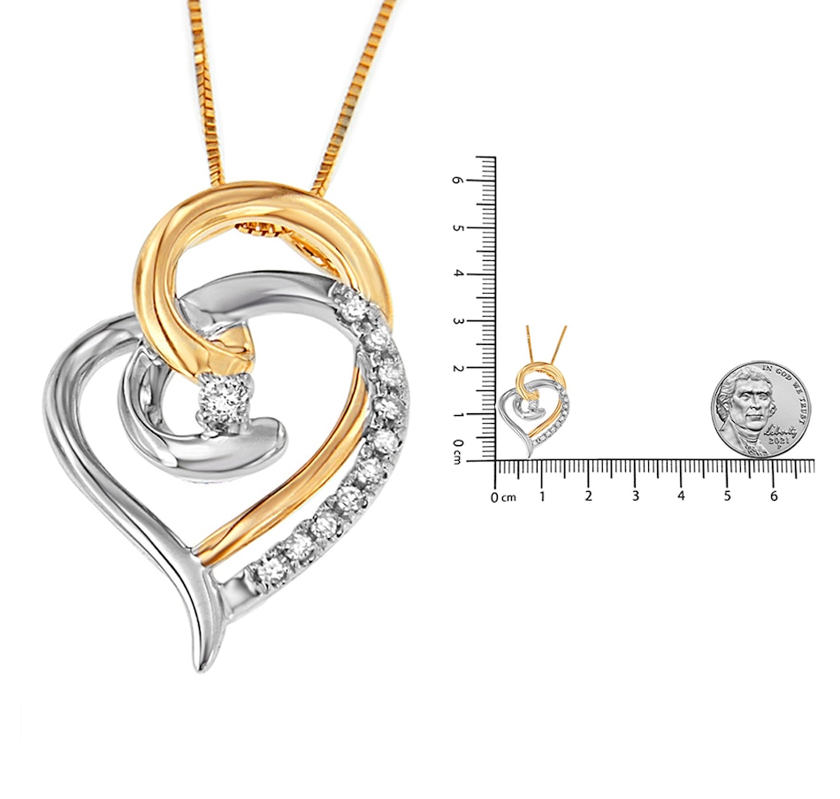 Image 931369_ALTMORE4.jpg, Product 931-369 / Price $1,296.00, 10K Yellow and White Gold Diamond Accent Open Double Heart Spiral Curl 18" Pendant Necklace (J-K Color, I2-I3 Clarity) from Haus of Brilliance on TSC.ca's Jewellery department