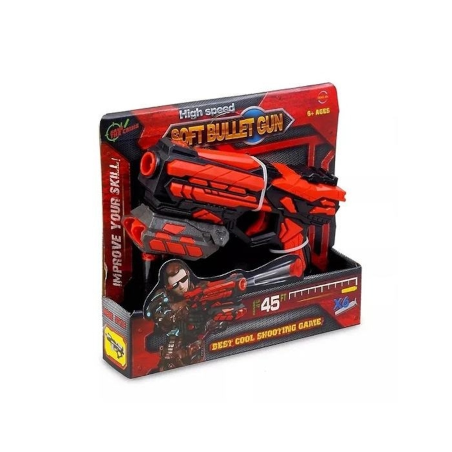 Image 931415.jpg, Product 931-415 / Price $11.99, High Soft Bullet Gun: Long-Range Foam Dart Shooter (Up to 45ft) with 6 Soft Foam Darts for Ages 6+ | Perfect for Skill Improvement and Fun Shooting Games from Tradeopia on TSC.ca's Toys & Hobbies department